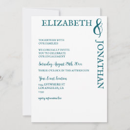 Convite Dark Teal Modern Typography Engagement Party