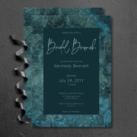Dark Victorian Teal Damask Bridal Brunch