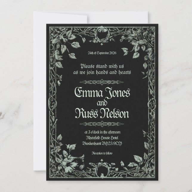 Convite Dark Viking Norse Wedding Invitation (Frente)