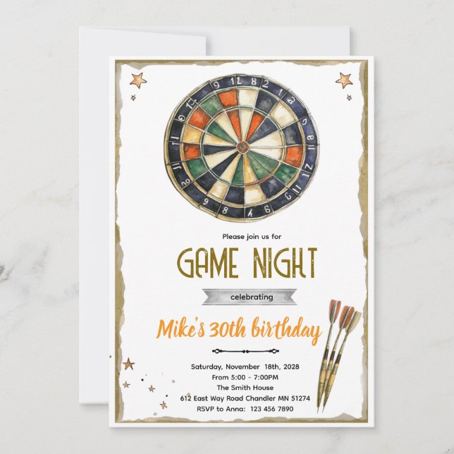 Convite Darts Birthday party Invitation (Frente)