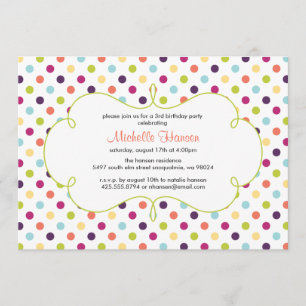 Convite das bolinhas do arco-íris