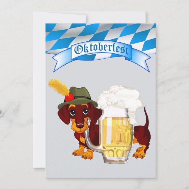 Convite Daschund Oktoberfest (Frente)