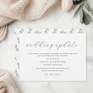 Convite Data da Mudança de Casamento Elegante Eucalyptus G