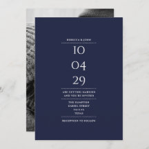 Data de Casamento da Foto Azul do Marinho Minimali