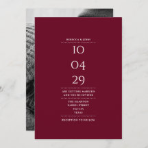 Data de Casamento da Foto da Borgonha Minimalista