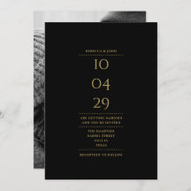 Data De Casamento De Foto Dourada E Preta Minimali