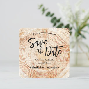 Convite Data de casamento de madeira rústica com site