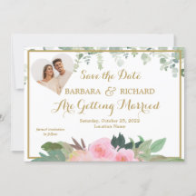 Data de Salvamento de Casamento de Foto Floral Ros