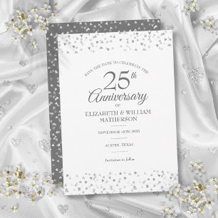Convite Data de Salvamento do 25º Aniversário Corações de