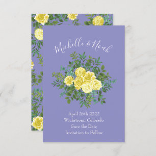 Convite Data de Salvamento do Casamento Azul e Amarelo Cla