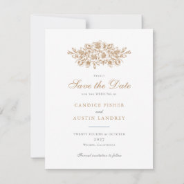 Convite Data de Salvamento do Casamento Botânico de Vintag