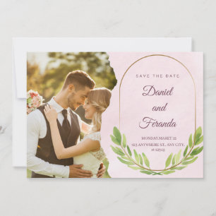 Convite Data de Salvamento do Casamento de Foto do Modern 