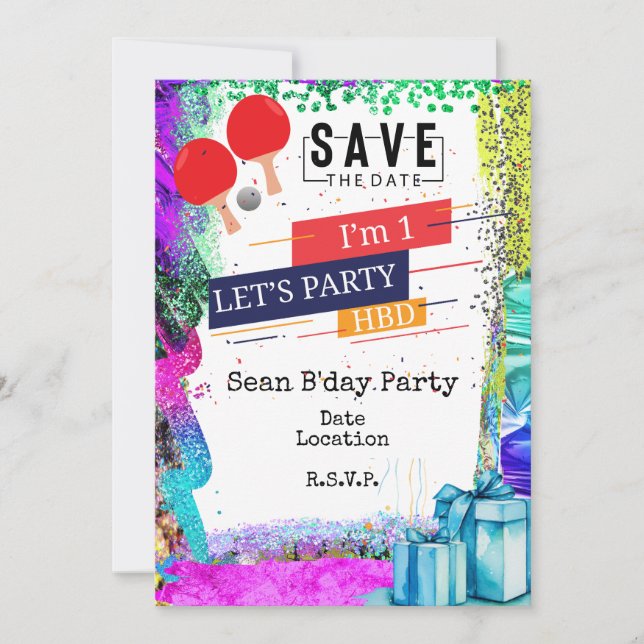 Convite Data de salvamento do primeiro aniversario Ping Po (Frente)