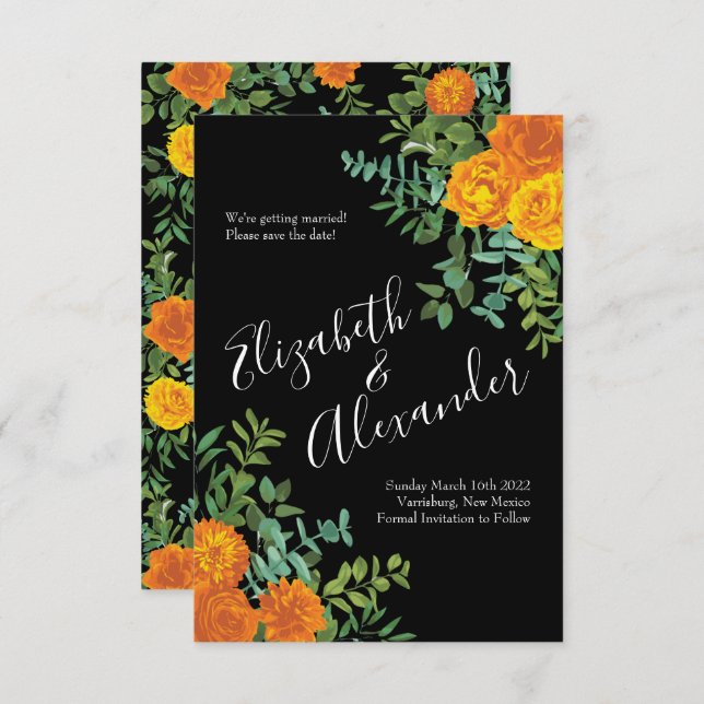 Convite Data de Salvamento do Rosa de Casamento de Peonia  (Frente/Verso)