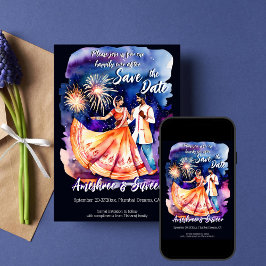 Convite Data de salvamento dos fogos de artifício do casal
