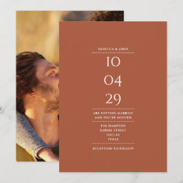 Convite Data do Casamento de Foto Minimalista Moderna em T