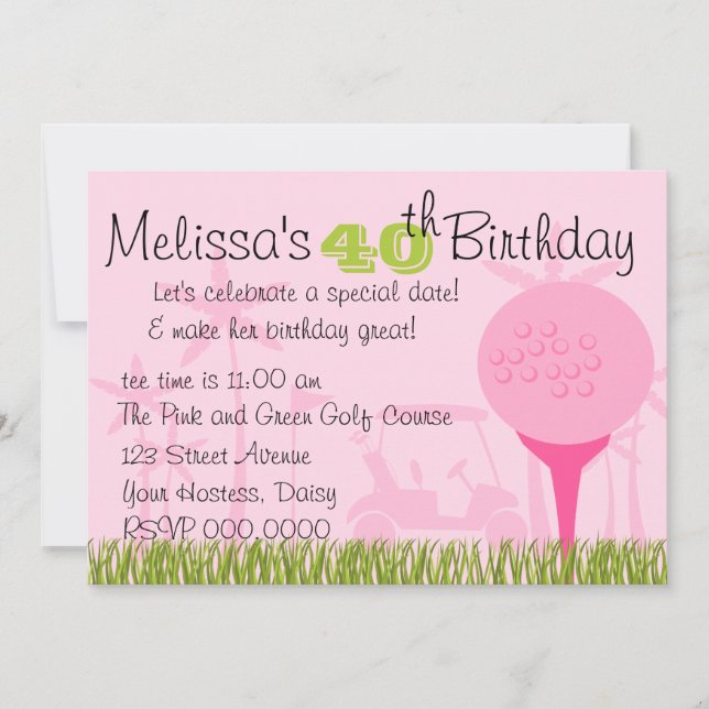 Convite Data do Golf Rosa (Frente)