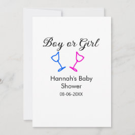 Convite Data do nome do chá de fraldas rosa ou azul