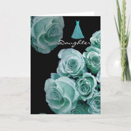 Convite DAUGHTER - Bridesmaid Turquoise Blue Roses & Dress