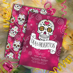 Convite Day of the Dead Sugar Skulls Red ID725