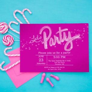 Convite Dazzling Hot Pink Vamos Festejar Horizontal