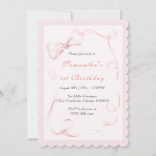 Convite de 1º Aniversário Arco Rosa Aquarela