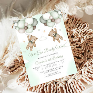 Convite de 1º Aniversário Balão de Ursinho