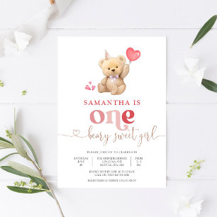 Convite de 1º Aniversário Beary Sweet