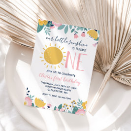 Convite de 1º Aniversário Boho Floral Nosso Pequen