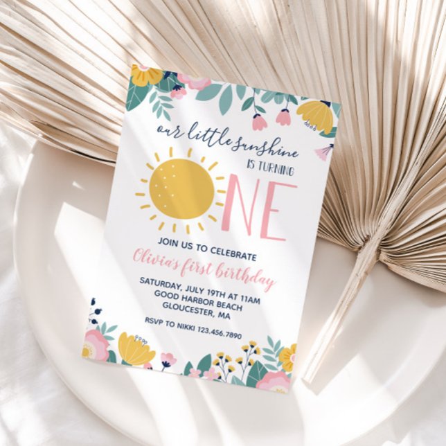 Convite de 1º Aniversário Boho Floral Nosso Pequen (Criador carregado)