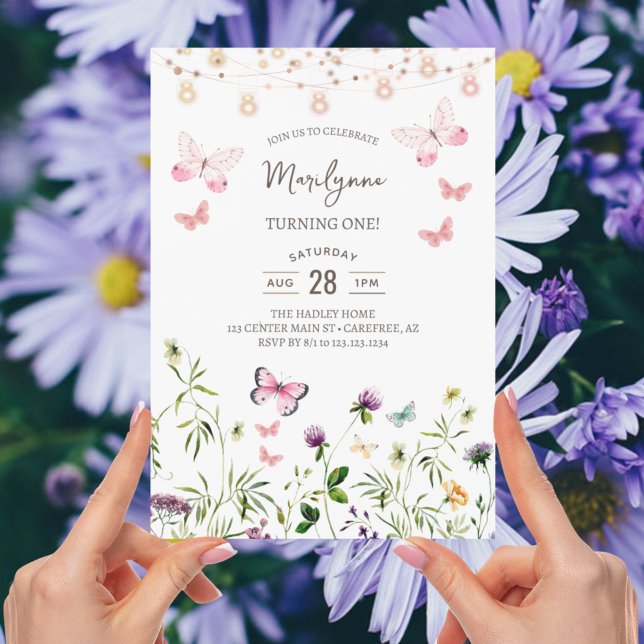 Convite de 1º Aniversário Boho Wildflower (Criador carregado)