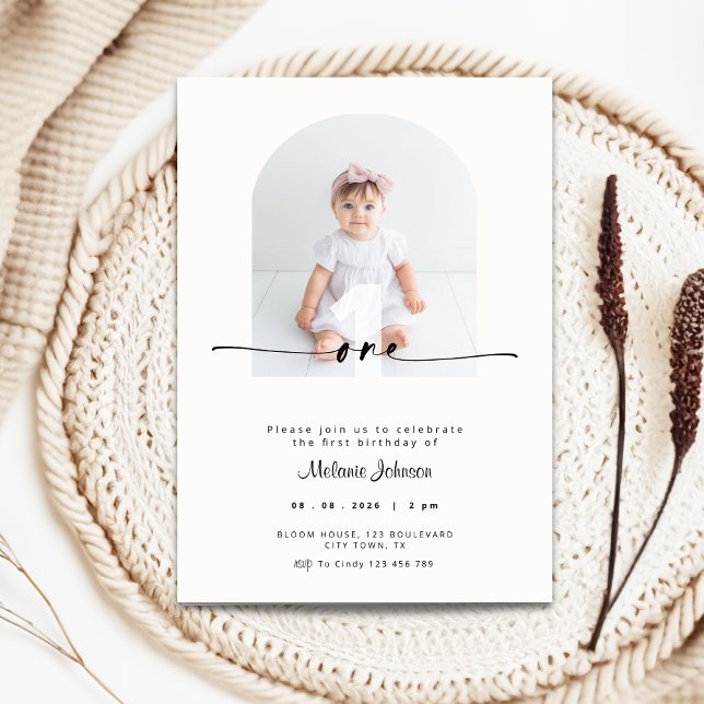 Convite de 1º Aniversário com Foto (1st birthday invitation with photo)