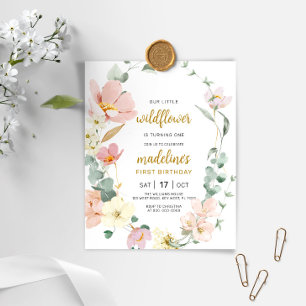 Convite de 1º aniversário da Bebê Wildflower Orçam