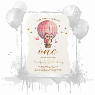 Convite de 1º Aniversário da Coruja Rosa