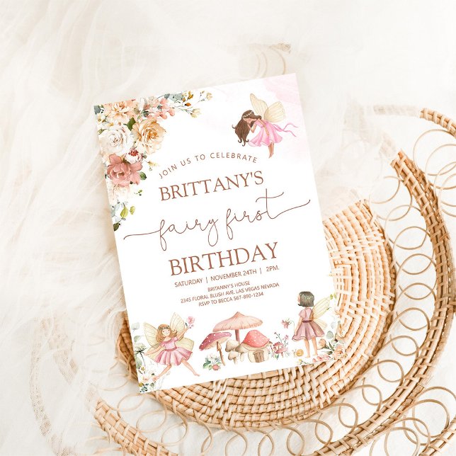 Convite de 1º Aniversário da Fada do Bosque Encant (Criador carregado)