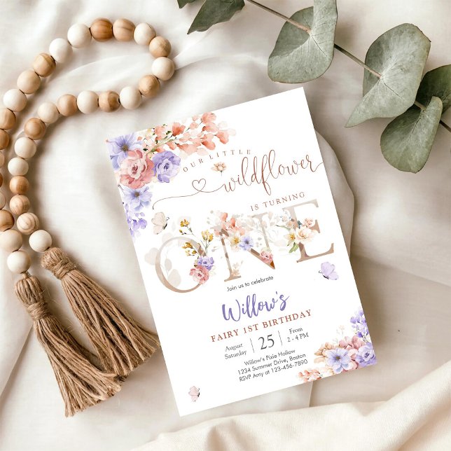 Convite de 1º Aniversário da Fada Floral (Criador carregado)
