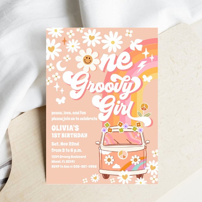 Convite de 1º Aniversário da Groovy Daisy (Criador carregado)
