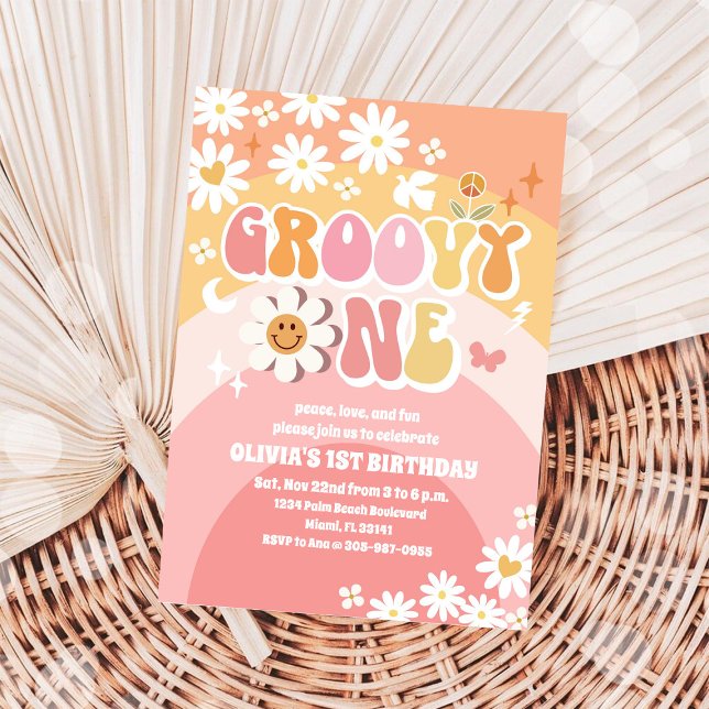 Convite de 1º Aniversário da Groovy Daisy (Criador carregado)