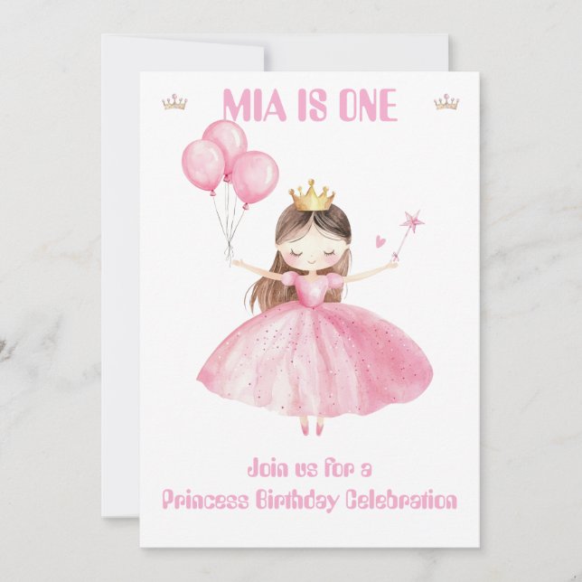 Convite de 1º Aniversário da Pequena Princesa Meni (Frente)