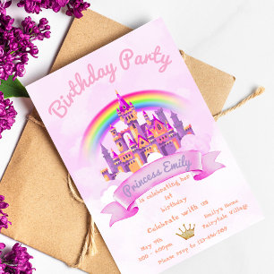 Convite de 1º Aniversário da Princesa Editável Ros