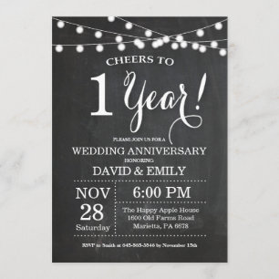 Convite de 1º Aniversário de Casamento Quadro Negr