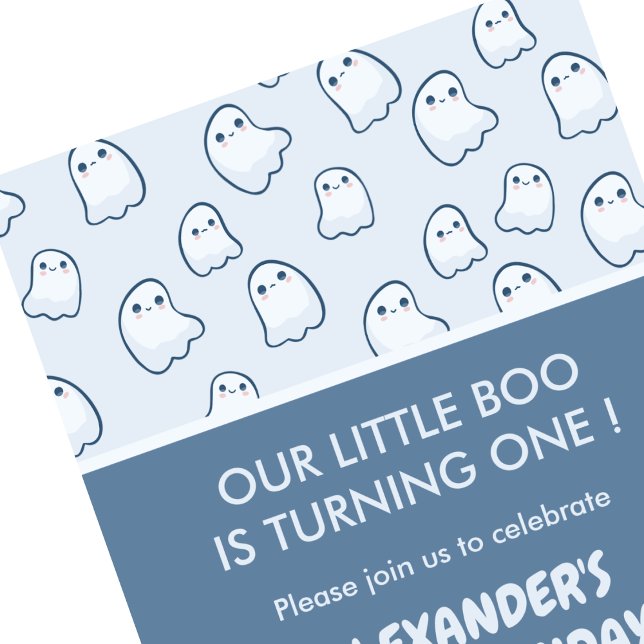 Convite de 1º aniversário de Halloween fantasma ou (Halloween-1st-birthday-invitation-ghost-october-1)