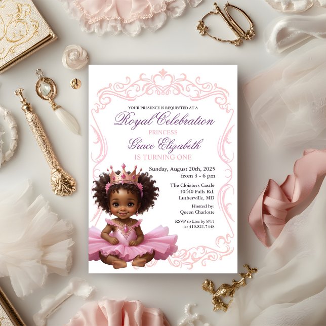 Convite de 1º Aniversário de Princesa Afro-America (Criador carregado)
