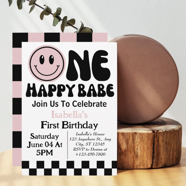 Convite de 1º Aniversário de Uma Bela Bebê Menina (Criador carregado)