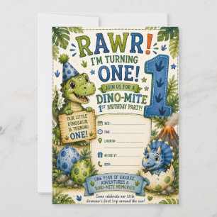 Convite de 1º Aniversário Dino-Mite