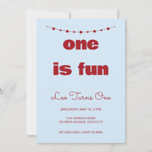 Convite de 1º Aniversário do Chunky One Is Fun