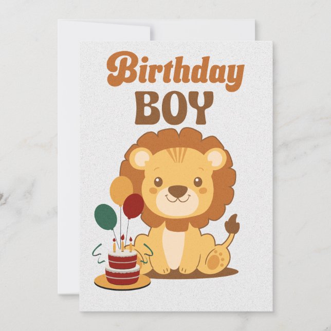 Convite de 1º Aniversário do Leão Editável (Frente)