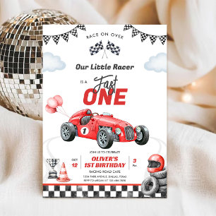 Convite de 1º Aniversário do Menino Carro de Corri