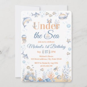 Convite de 1º Aniversário do Menino Debaixo do Mar