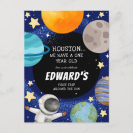 Convite de 1º Aniversário do Menino no Espaço Fofo